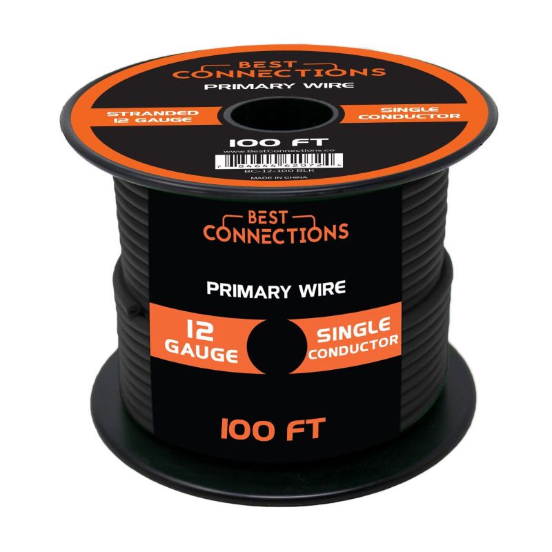 Photo 1 of 12 Gauge Car Audio Primary Wire (100ft–Black)– Remote, Power/Ground Electrical
