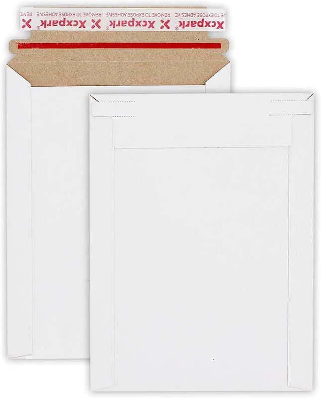 Photo 1 of Xxcxpark 25 Pack Rigid Mailers 9.25 x 11.75 inches, Self Seal Photo Document Mailers Premium Cardboard Keep Flat Envelopes for Photos, Pictures, Papers, Files, CD 9.25'' x 11.75'' (25 Pack) White