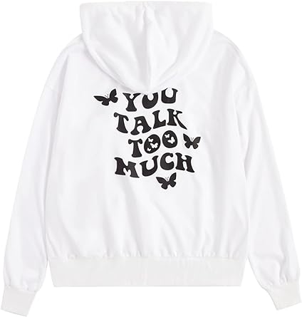 Photo 1 of GORGLITTER Women's Graphic Hoodie Baggy Vintage Sweatshirts Casual Fashion Pullover Outfits Large white Graphic