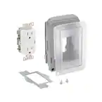 Photo 1 of 1-Gang Extra Duty Non-Metallic Low Profile While-In-Use Weatherproof Horizontal/Vertical Receptacle Cover and GFCI, Gray
