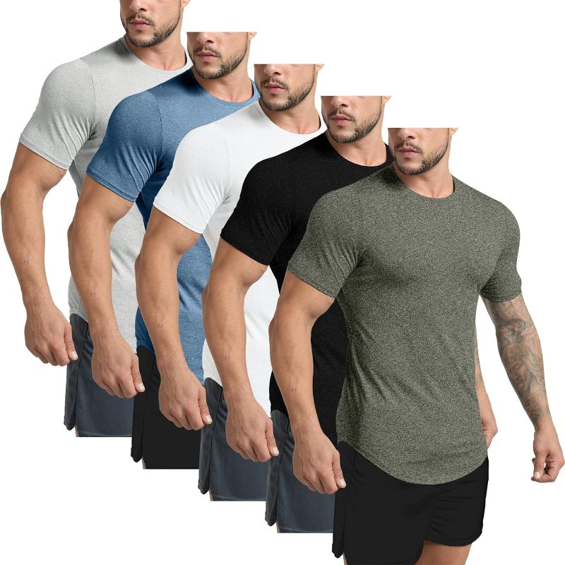 Photo 1 of GYM REVOLUTION Men's Workout Gym Hipster Curved Hem T-Shirts Muscle Fitness Hip Hop T Shirt- LARGE
