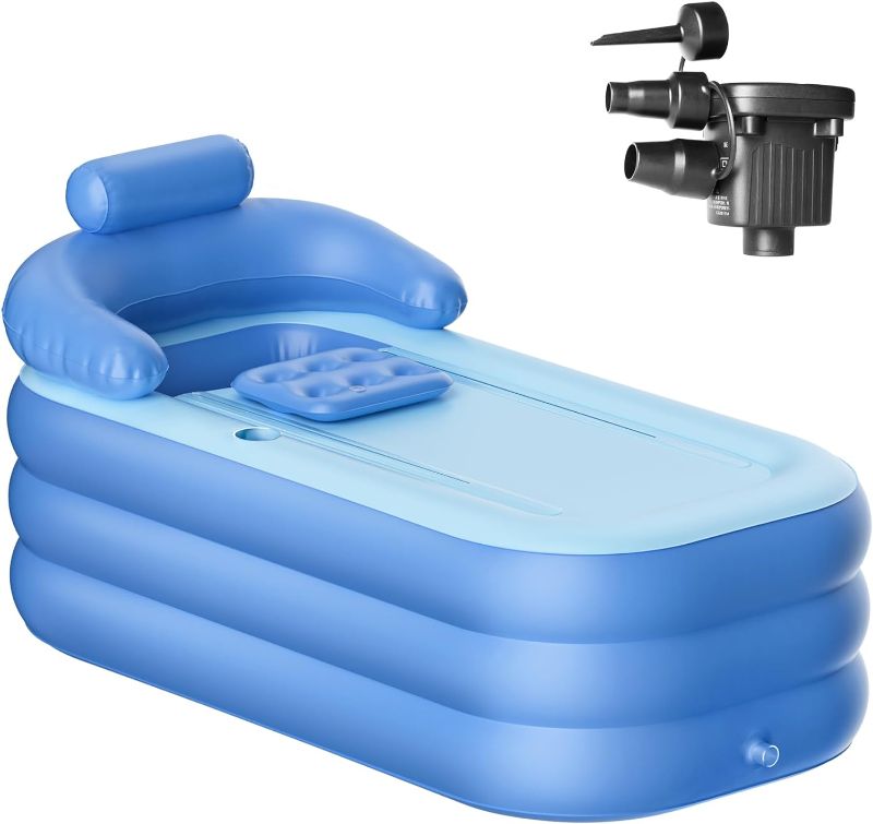 Photo 1 of ** MISSING ACCESSORIES**
Inflatable Folding Bathtub for Adults, 63" Collapsible Ice Bath Tub for Athletes, Portable Foldable Hot Tub with Electric Air Pump, SPA Freestanding Soaking Barrel for Indoor or Outdoor
