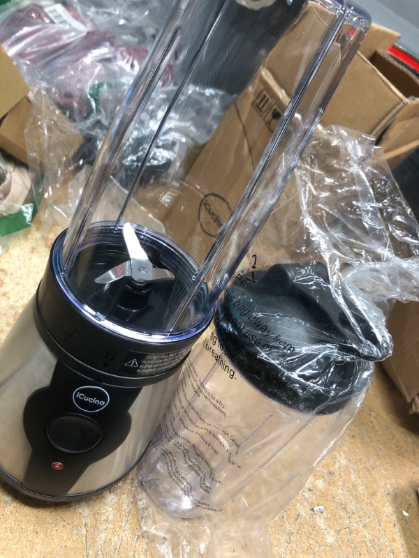 Photo 2 of **POWERS ON DOES NOT BLEND**
iCucina Personal Blender, Portable Blender For Shakes And Smoothies, Single Serve Blender, 28oz Blender Cups with To-Go Lids Portable Bullet Blender Black