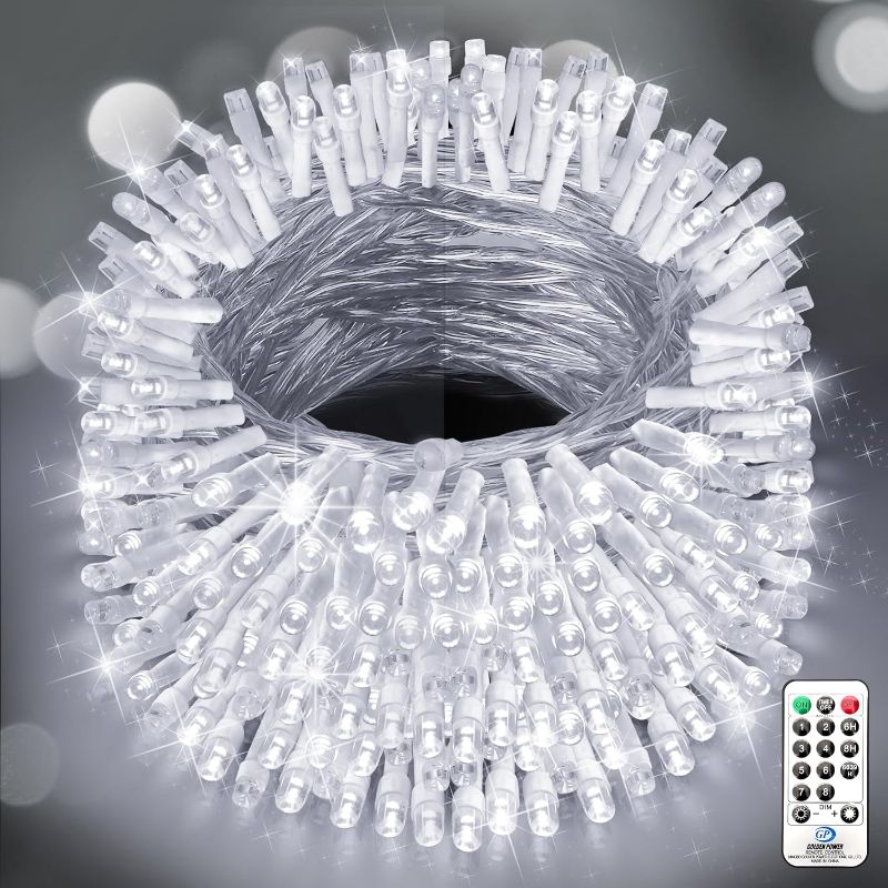 Photo 1 of 500FT Christmas Lights Outdoor 1400 LED Waterproof Christmas Tree Decorations Lights with 8 Modes Plug in Waterproof Timer Memory Function LED Christmas Lights for Xmas Yard Garden Party (Cool White) 1400 LED Cool White