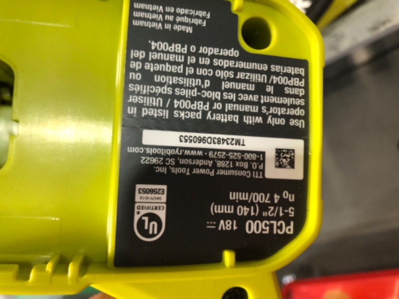 Photo 13 of ***USED - MISSING 4.0 Ah BATTERY - POWERS ON - UNABLE TO TEST FURTHER - SEE PICTURES***
RYOBI ONE+ PCL1600K2 18V Cordless 6-Tool Combo Kit with 1.5 Ah Battery, 4.0 Ah Battery, and Charger      