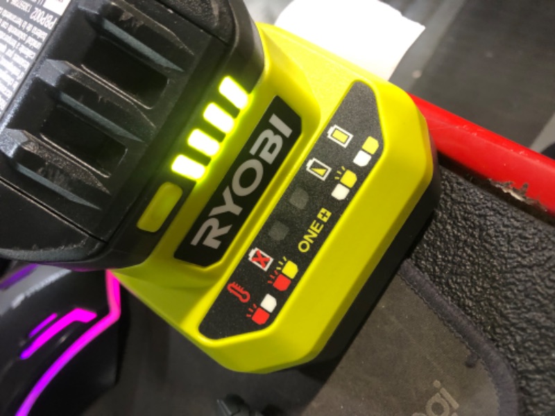 Photo 15 of ***USED - MISSING 4.0 Ah BATTERY - POWERS ON - UNABLE TO TEST FURTHER - SEE PICTURES***
RYOBI ONE+ PCL1600K2 18V Cordless 6-Tool Combo Kit with 1.5 Ah Battery, 4.0 Ah Battery, and Charger      