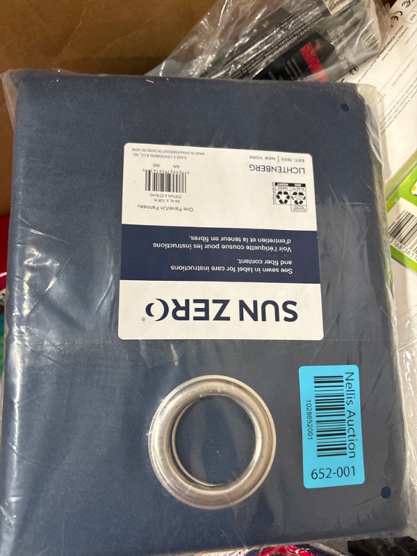 Photo 1 of Sun Zero Marina Indoor/Outdoor UV Protectant Energy Efficient Grommet Curtain Panel, 54" x 108", Navy Blue 54" x 108" Navy Blue