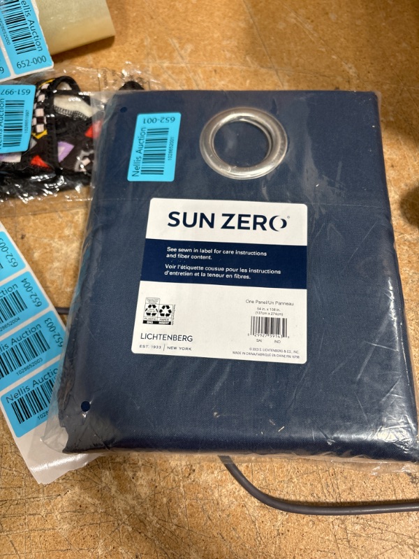 Photo 1 of Sun Zero Marina Indoor/Outdoor UV Protectant Energy Efficient Grommet Curtain Panel, 54" x 108", Navy Blue 54" x 108" Navy Blue