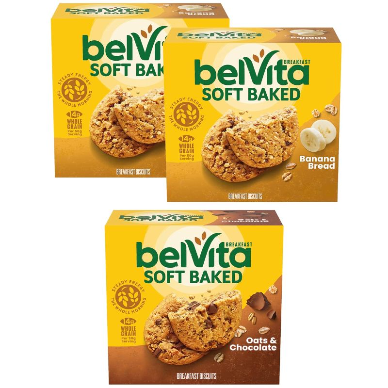 Photo 1 of BelVita Soft Baked Breakfast Biscuits Variety Pack with Banana Bread and Oats and Chocolate, 15 Total Packs, 3 Boxes (1 Biscuit Per Pack)
