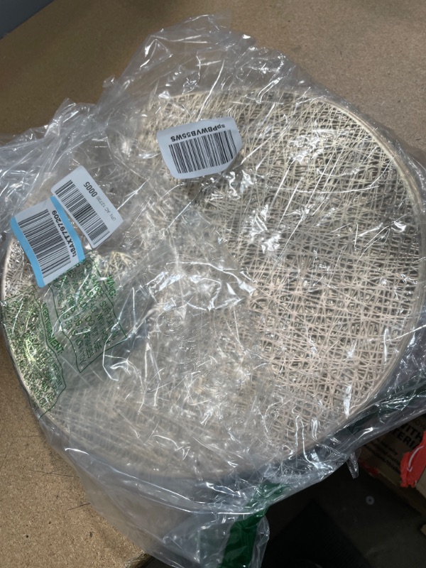 Photo 1 of Round Pressed Vinyl Placemats Metallic Place Mat Coaster Set Including Placemats and Coasters Non Slip Heat Resistant Washable Hollow Table Mats for Dining Table Kitchen Decor (Gold, 80 Pcs) Gold 80