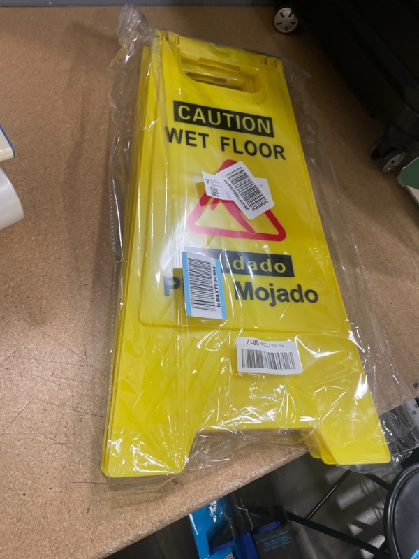 Photo 2 of Caution Wet Floor Sign, Foldable Sturdy Bilingual Double-Sided Safety Warning Signs for Commercial Use, Pool (2-Pack Yellow)