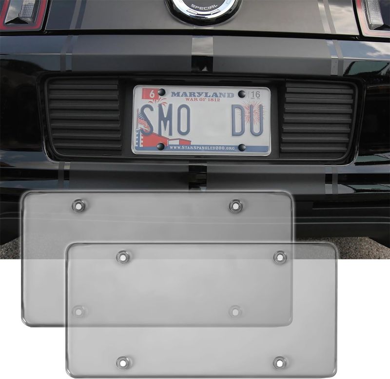 Photo 1 of License Plate Protector, 2 Pcs Clear Flat License Plate Protector, Ubreakable