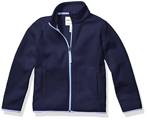 Photo 1 of Amazon Essentials Girls' Polar Fleece Full-Zip Mock Jacket, Lilac/Navy, Medium
