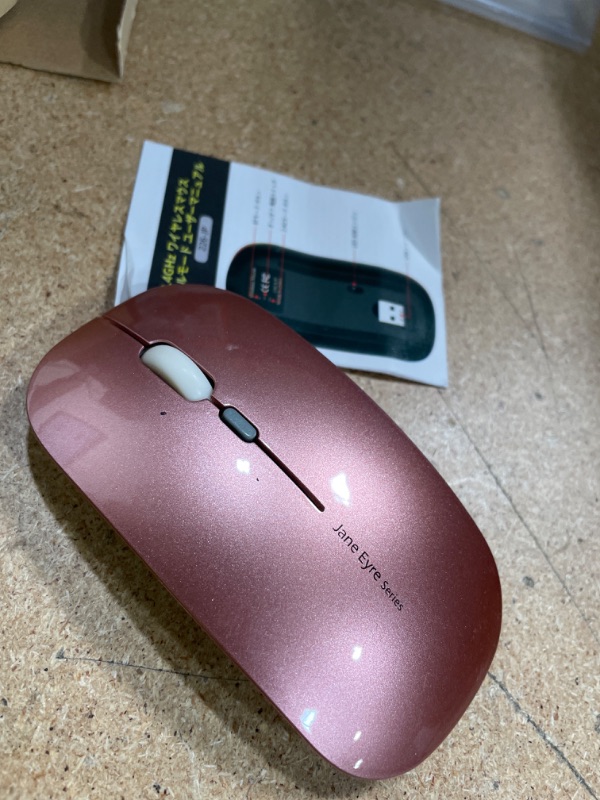 Photo 2 of HOTLIFE LED Wireless Mouse, Slim Rechargeable Wireless Bluetooth Mouse, 2.4G Portable USB Optical Wireless Computer Mice with USB Receiver and Type C Adapter (Pink)