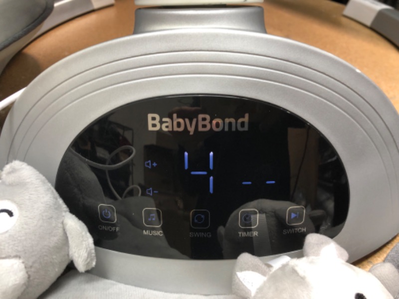 Photo 5 of **TESTED AND FUNCTIONAL**
Baby Swings for Infants, BabyBond Baby Swing, Infant Swing with Bluetooth Music Speaker, 3 Seat Positions, 5 Point Harness Belt, Remote Control - Portable Baby Swing for Indoor and Outdoor, Silver