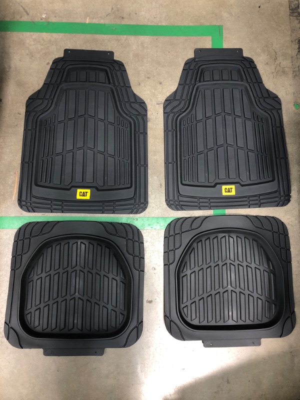 Photo 2 of Caterpillar ToughRide Heavy-Duty 4 Piece Rubber Floor Mats for Car Truck Van SUV, Black - Premium Trim to Fit Car Floor Mats, All Weather Deep Dish Automotive Floor Mats, Total Dirt Protection 4-Piece 01-Black