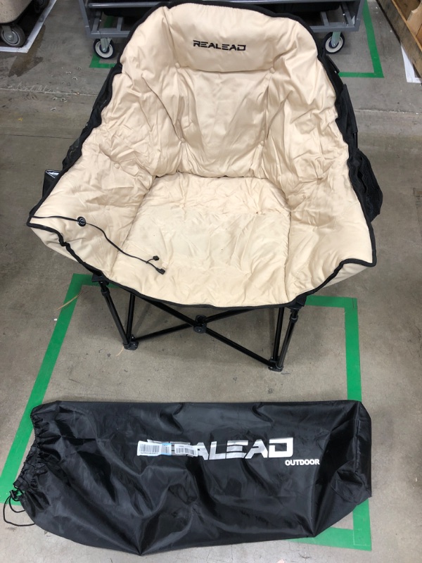 Photo 2 of **UNABLE TO TEST HEAT FUNCTION**
REALEAD Heated Camping Chair Oversized | Heated Folding Chairs for Outdoor Sports with Fully Thick Padded | Heating Camp Chair for Adults Heavy Duty | Support 350lbs | Battery NOT Included Beige Heated Camping Chair