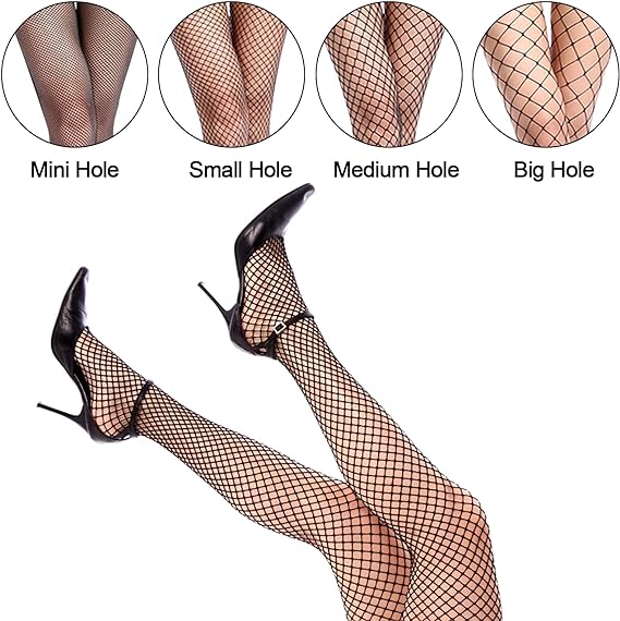 Photo 1 of Amandir 4-5 Pairs Fishnet Stockings Womens Lace Mesh Patterned Fishnet Leggings Tights Net Pantyhose One Size Black 02(4 Pairs)