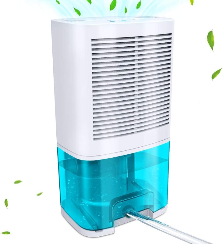 Photo 1 of Dehumidifier 68oz(2000ml) Small Dehumidifier with Drain Hose for Up to 650 sq.ft Ultra Quiet Mini Portable Air Dehumidifier for Home Basements Bathroom Bedroom Closet Kitchen RV
