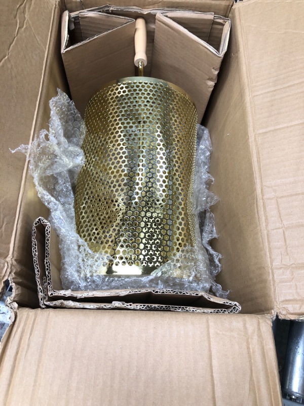 Photo 1 of VIVOHOME 11 Inch x 8 Inch Brass Plated Raffle Drum Lottery Spinning Drawing with Wooden Turning Handle Holds 3000 Tickets Small 11 Inch x 8 Inch