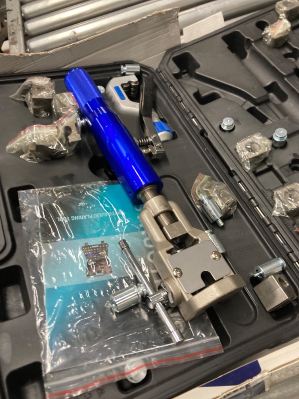 Photo 1 of PRC Universal Hydraulic Flaring Tool Set with Tube Cutter (Includes 3/8" and 1/2" Transmission Cooling Line Die and Adapter Sets (IG-72485)_iGeelee