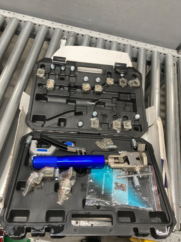 Photo 1 of PRC Universal Hydraulic Flaring Tool Set with Tube Cutter (Includes 3/8" and 1/2" Transmission Cooling Line Die and Adapter Sets (IG-72485)_iGeelee