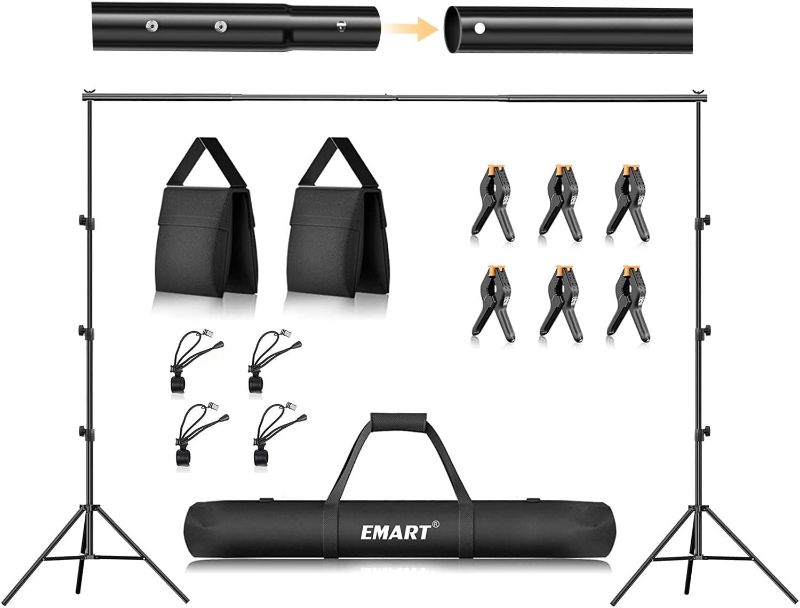 Photo 1 of EMART 8.5 x 10 ft Photo Backdrop Stand, Adjustable Photography Muslin Background Support System Stand for Photo Video Studio
