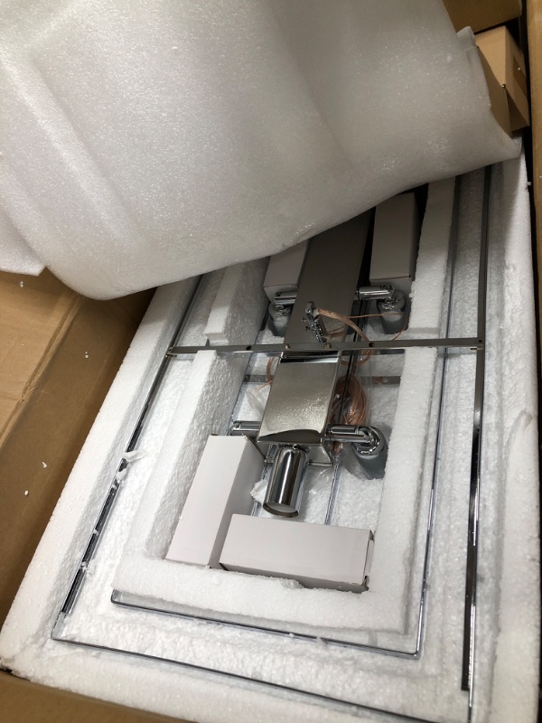 Photo 1 of Chrome K9 Crystal Chandelier Rectangle Modern Rectangular Pendant Lighting Fixture for Dining Room Kitchen Island Bedroom L47'' Chrome 47''