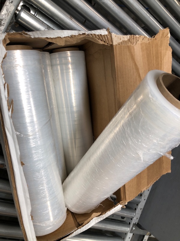 Photo 2 of PackageZoom 4 Rolls 18" x 1500 Ft Stretch Wrap Heavy Duty, Industrial Strength Shrink Wrap, 55 Gauge High Performance Stretch Film Replaces 80 Gauge Low Films, Clear Hand Stretch Wrap 18" wide x 1500 ft x 4 Rolls