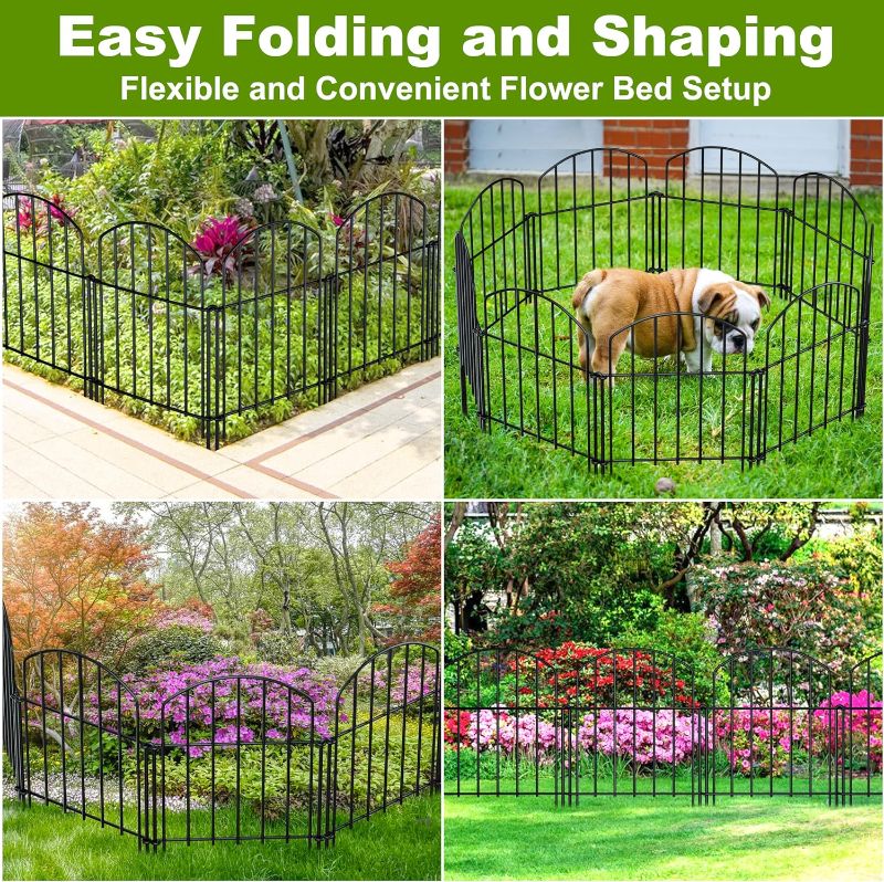 Photo 1 of 10PACK Garden Fence,11FT(L) x22inch(H) Animal Barrier Fence,Heavy Duty Rustproof Metal Garden Fences and Borders for Dogs,Decorative Fencing for Yard,Has 11pcs 4.5mm Metal Connectors with Sharp Point
