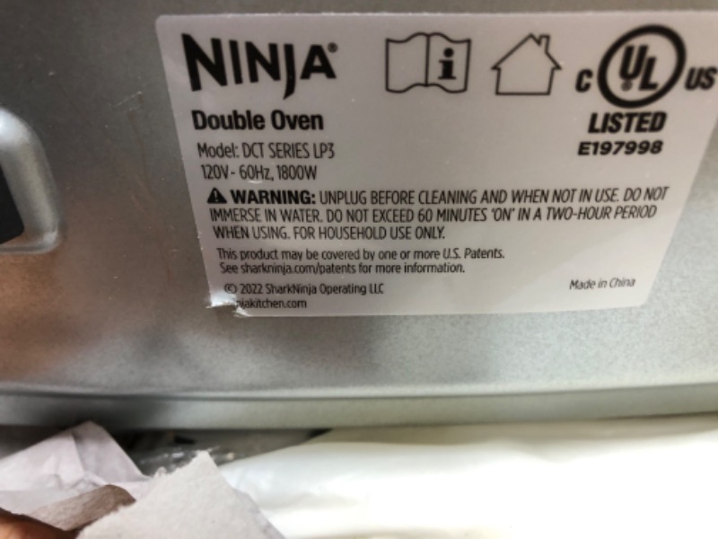 Photo 7 of **FRAME HAS MINOR DENTS, POWERS ON**
Ninja DCT401 12-in-1 Double Oven with FlexDoor, FlavorSeal & Smart Finish, Rapid Top Convection and Air Fry Bottom, Bake, Roast, Toast, Air Fry, Pizza and More, Stainless Steel (Renewed)