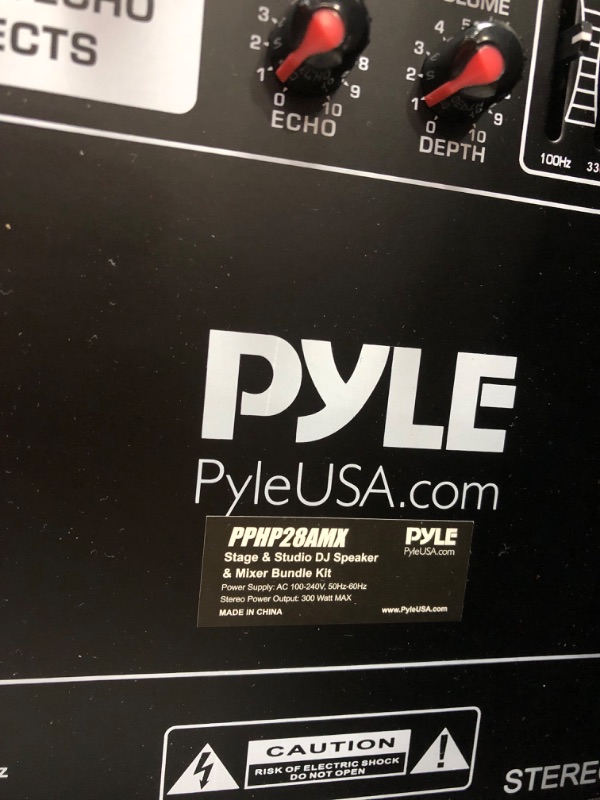 Photo 7 of **MICROPHONE IS  DAMAGED**Pyle PA Speaker DJ Mixer Bundle - 300 W Portable Wireless Bluetooth Sound System