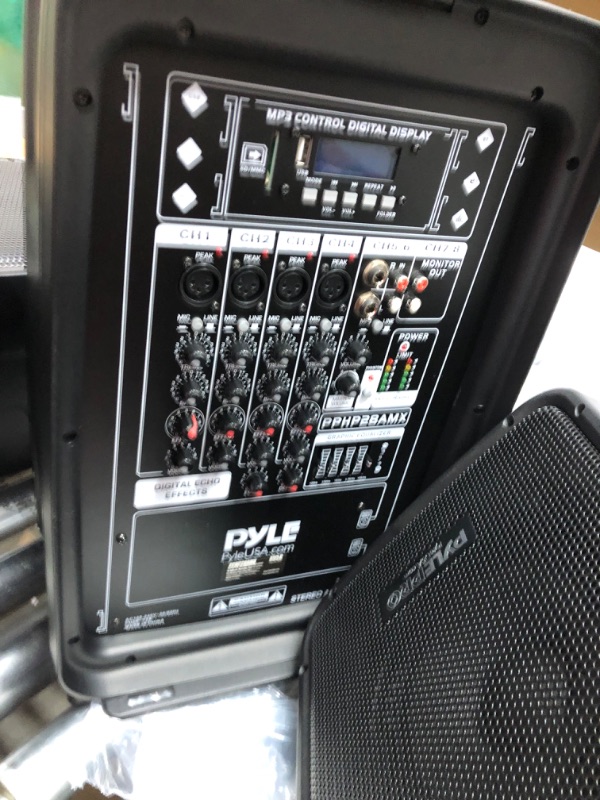 Photo 6 of **MICROPHONE IS  DAMAGED**Pyle PA Speaker DJ Mixer Bundle - 300 W Portable Wireless Bluetooth Sound System