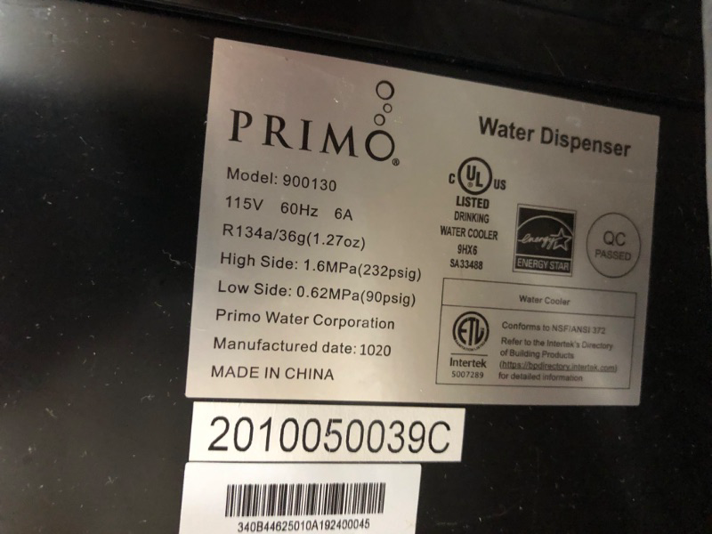 Photo 3 of (READ FULL POST) (PARTS) Primo Bottom-Loading Self-Sanitizing Water Dispenser, 3 Temp (Hot-Cool-Cold) Water Cooler Water Dispenser for 5 Gallon Bottle w/Child Safety Lock, Black and Stainless Steel
