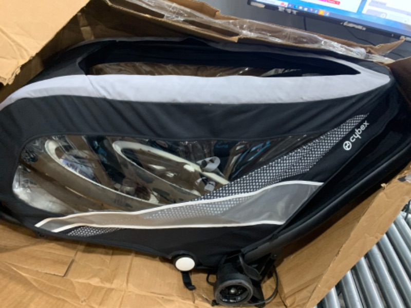 Photo 2 of **NONREFUNDABLE**FOR PARTS OR REPAIR**SEE NOTES**
CYBEX ZENO Multisport Trailer Frame & Seat Pack, Baby Sport Trailer for Infants 6 Months+, Compact Fold, Running, Skiing, & Bike Trailer, Rear Suspension & Air-Filled Tires, Adjustable Handlebar All Black 