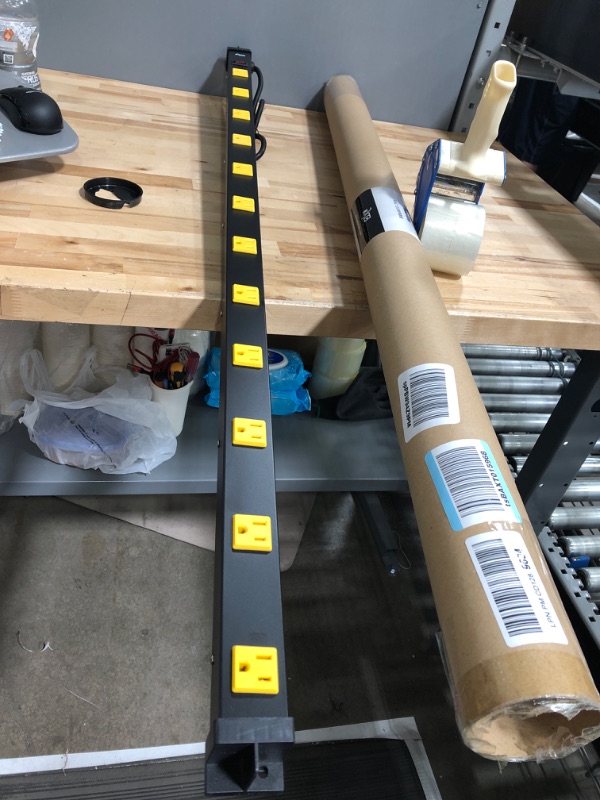 Photo 1 of KMC 12 Outlet Heavy Duty Workshop Metal Power Strip with 3-Foot Long Extension Cord with Circuit Breaker, for Workshop and Industrial use, ETL Certified,Black