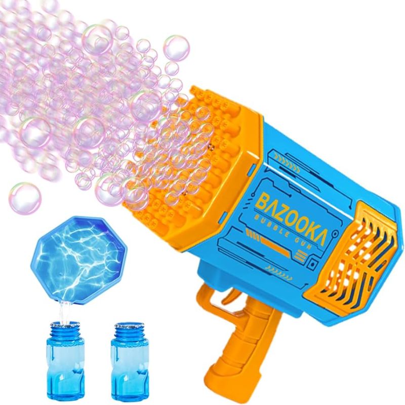 Photo 1 of Bubble , Bubble Machine Gun Colorful Light Toys with Bubble Solution for Kids and Adults, Bubble Maker for Summer Toys Outdoor Birthday Wedding Party, Blue