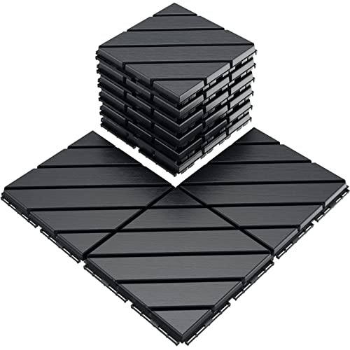 Photo 1 of *COLOR VARIES* VANCASTLE Plastic Interlocking Deck Tiles, 11.8"x11.8"(Pack of 9), Patio Flooring Outdoor Waterproof All Weather Use, Outdoor Flooring for Patio Garden Poolside Front/Back Yard, Dark Coffee 11.8"x11.8" Dark Coffee 9