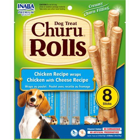 Photo 1 of *5/9/2024* Churu Rolls for Dogs Chicken Recipe Wraps Chicken with Cheese Recipe (Soft Baked Chicken Filled with Churu Puree) 24 Tubes (8 Packs of 3 Tubes)
