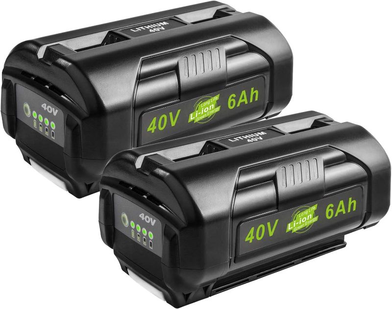 Photo 1 of OP4060 40V 6000mAh Lithium Battery Replacement for All Ryobi 40-Volt Power Tools OP4015 OP4026 OP40201 OP40261 OP4030 OP4040 OP40401 OP4050 OP40501 OP4050A OP40601 OP4060A RY40200 RY40403 ?2 Pack? 1 Count (Pack of 2)