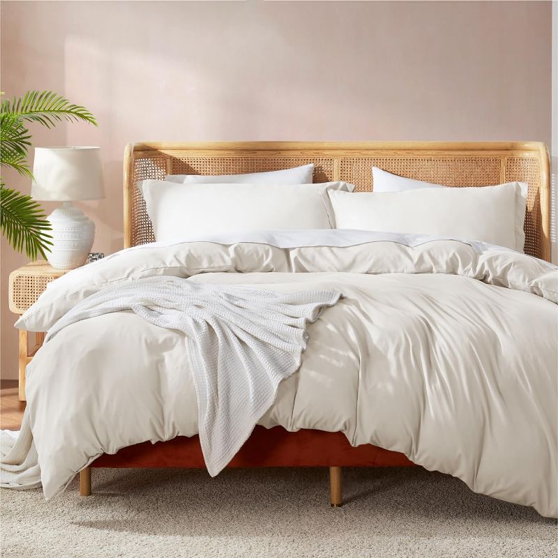 Photo 1 of Nestl Off White Duvet Cover King Size - Soft Double Brushed King Duvet Cover Set, 3 Piece, with Button Closure, 1 Duvet Cover 104x90 inches and 2 Pillow Shams
