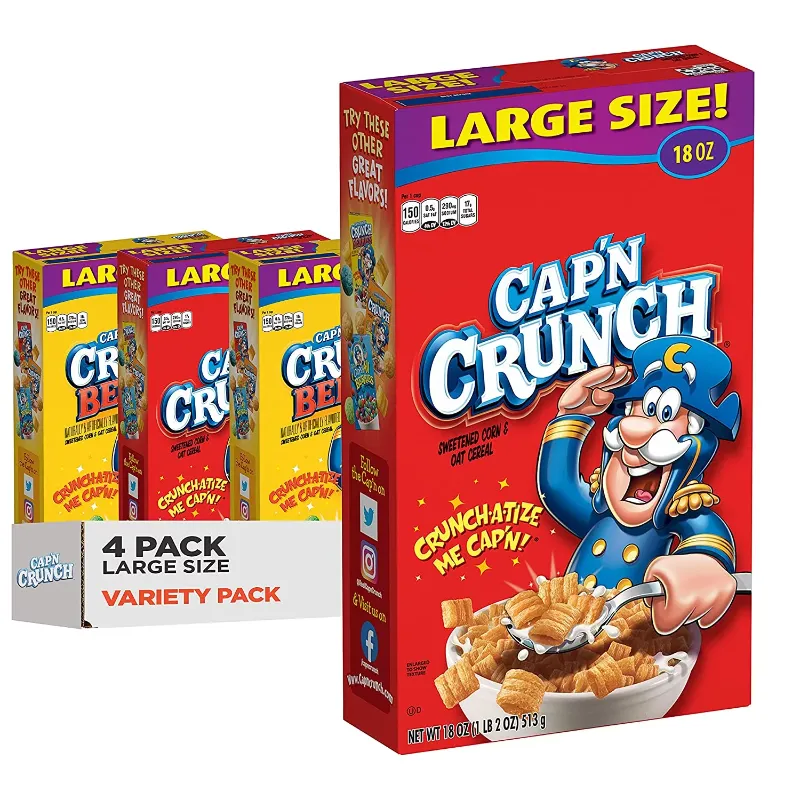 Photo 1 of **best by jun 14 2024*** Cap'n Crunch, Breakfast Cereal, Original & Crunch Berries Variety Pack, Large Size Boxes, 4 Pack
