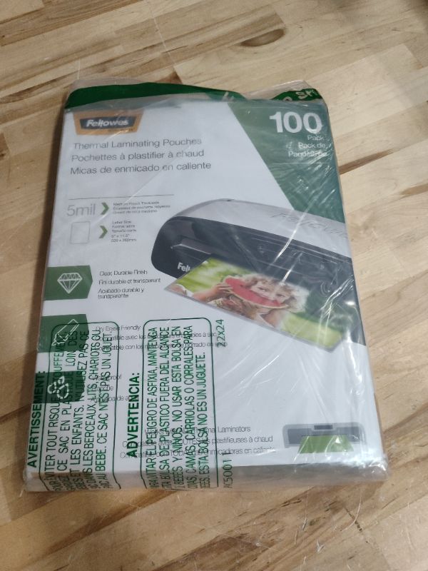 Photo 2 of Fellowes Thermal Laminating Pouches, 5mil Letter Size Sheets, 9 x 11.5, 100 Pack, Clear (5743501