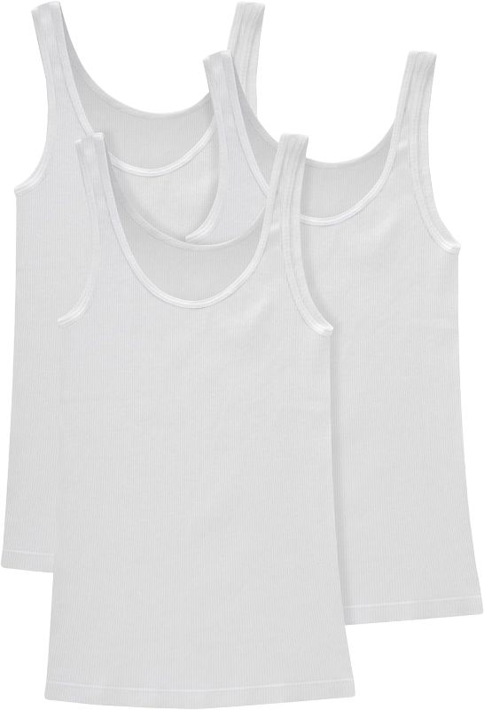 Photo 1 of Hanes Originals Women's Knit Cotton Rib Tank Pack, Soft Ribbed Tank Tops, 3-Pack Small White, White, White
