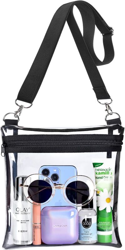 Photo 1 of Clear Bag Stadium Approved Purse - Transparent Crossbody Bags for Women & Men - See Through PVC Messenger Handbag for Concert Sports Events & Amusement Park