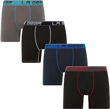 Photo 1 of Mens Athletic Underwear, 4-Pack Performance Plus Boxer Briefs, Dry Fit Pouch Support Underpants, Multicolor MEDIUM
