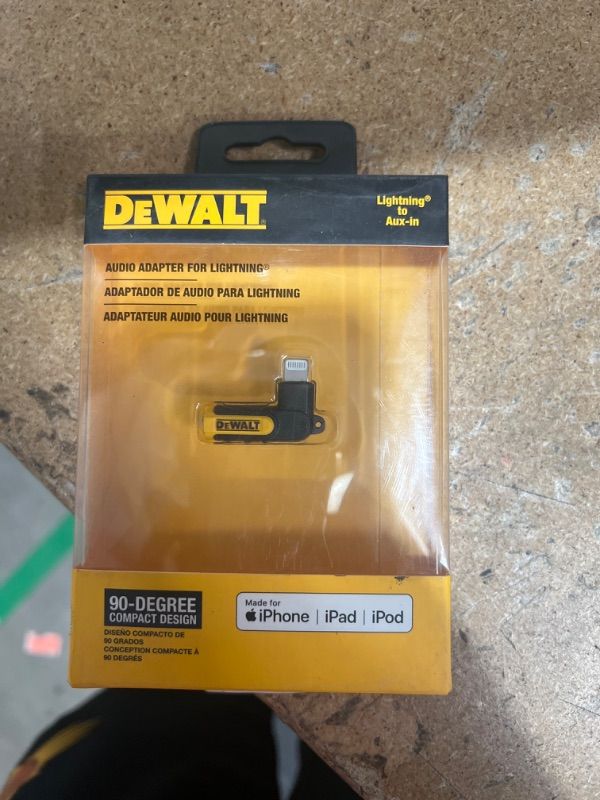 Photo 2 of DEWALT 3.5mm to Lightning Adapter — 90-Degree Lightning Female to 3.5mm Male Headphone Jack Adapter for iPhone — Compatible Apple Lightning to 3.5mm Headphone Jack Adapter