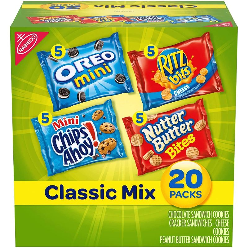 Photo 1 of ** 6/10/2024** Nabisco Classic Mix Cookies & Crackers Variety Pack, OREO Mini, CHIPS AHOY! Mini, Nutter Butter Bites, RITZ Bits Cheese, 15 - 1 oz 15 pack
