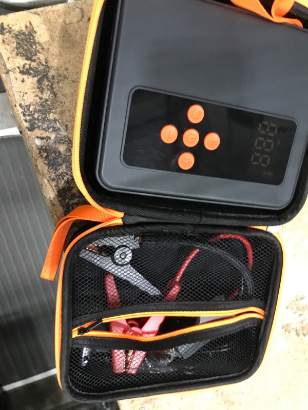 Photo 2 of Kalyoosen Jump Starter with Air Compressor,8000A 160PSI 32000mAh 12V Car Battery,Tire Inflator(All Gas/16L Diesel),Portable Jump Starter Battery Pack,25mm Cylinder,4000 Lumens Emergency LED Light