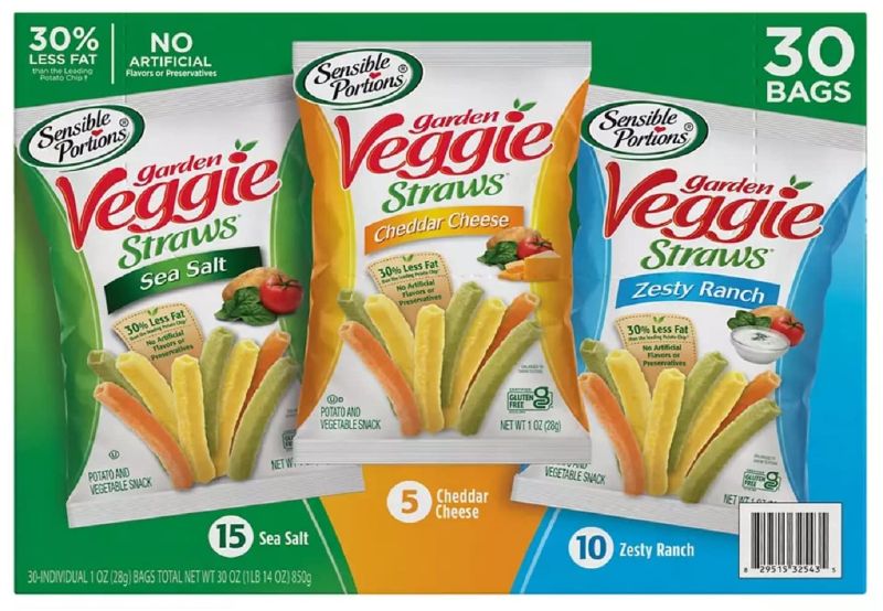 Photo 1 of 05/26/24**Sensible Portions Garden Veggie Snack Straws Shape Chips Variety Pack, 24 Count
